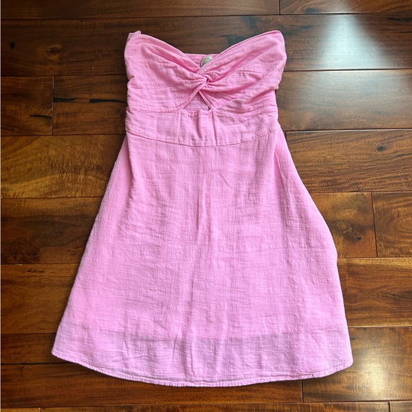 hazel Dresses & Skirts - Hazel boutique pink linen strapless dress